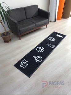 Siyah zeminli Beyaz logolu paspas P4498